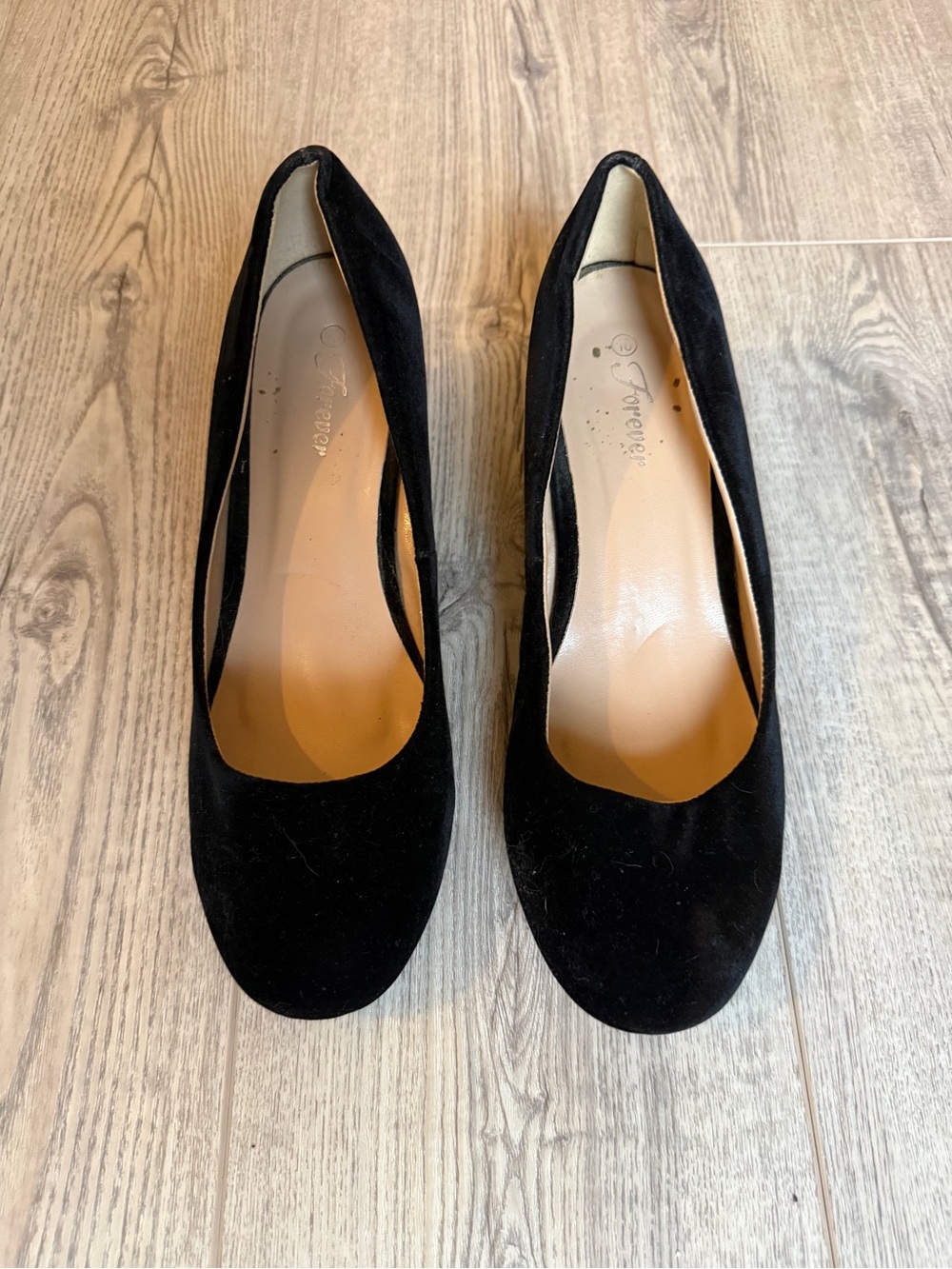 Forever Black Round-Toe Wedge Pumps 3”
